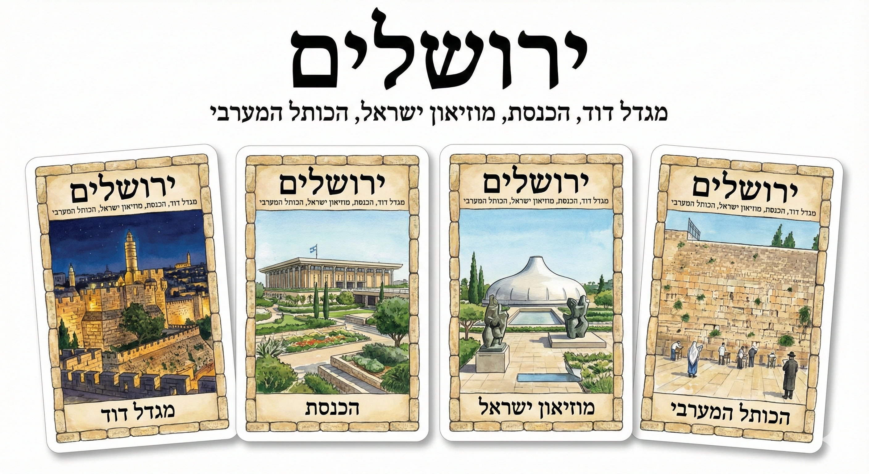 הכנת כרטיסיות של משחק רביעיות
